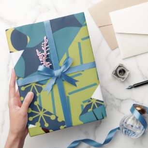 Papel De Presente Retângulos Modernos do Século Médio Arredondados