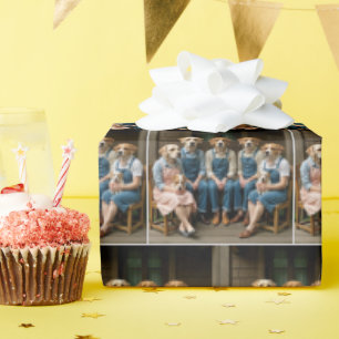 Papel De Presente Retrato da família Hound Dog em uma varanda