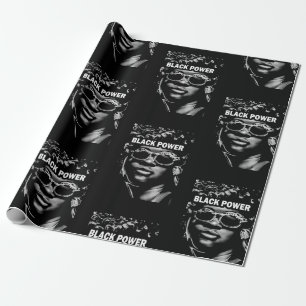 Papel De Presente Retrato da Mulher Afro-Bela de Energia Negra (AI+H