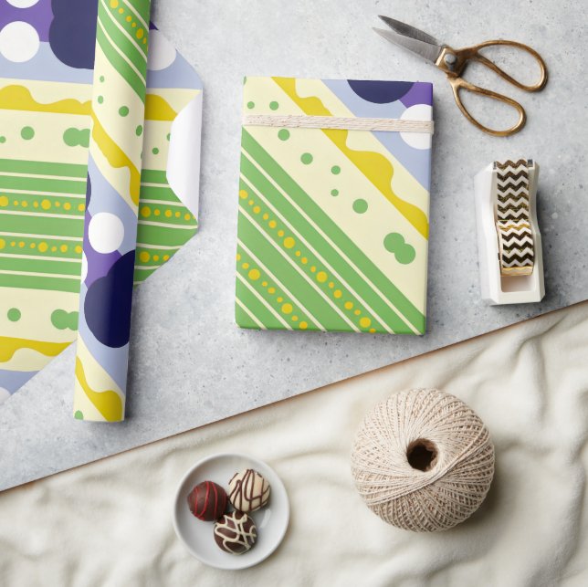 Papel De Presente Retrato das faixas e pontos angulares (Artesanato)