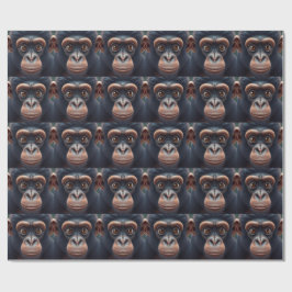 Papel De Presente Retrato de Anime de Chimpanzé Engraçado e Maluco