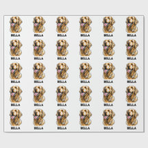 Retrato de Cão Golden Retriever Nome Personalizado