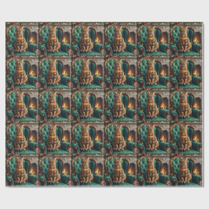 Papel De Presente Retrato de Férias Regal de Gato Abissínio Elegante