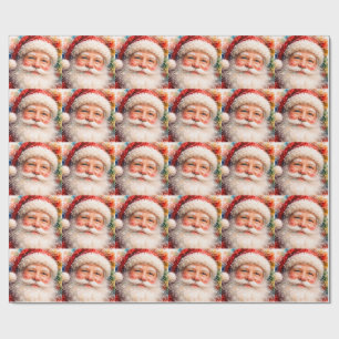 Papel De Presente Retrato de Natal Alegre do Papai Noel
