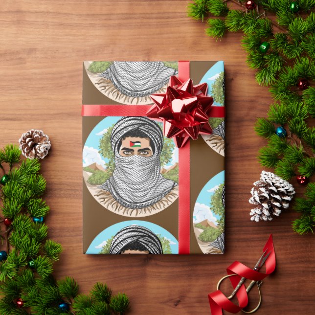 Papel De Presente Retrato do Combate à Liberdade na Palestina (Presente de Natal)