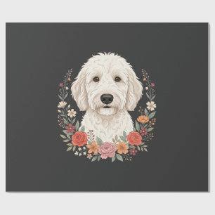 Papel De Presente Retrato Floral de Cachorro Coroa Botânica