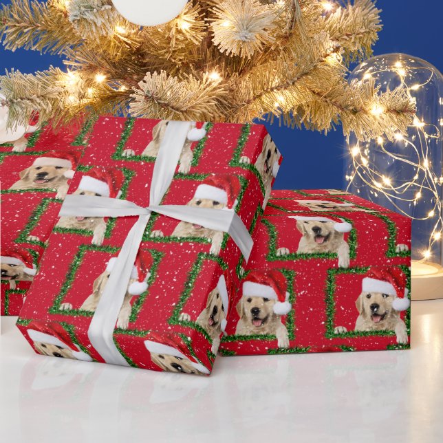 Papel De Presente Retriever De ouro Em Papel De Enrolamento De Tinse (Feriados)