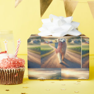 Papel De Presente Retriever de ouros com bandeira americana