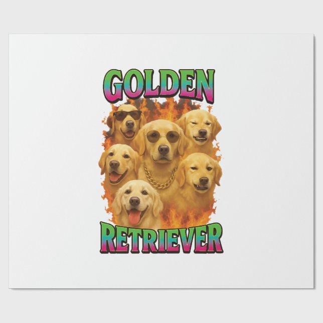 Papel De Presente Retriever Dourado (Aberto)