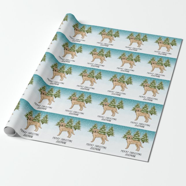 Papel De Presente Retriever Labrador Amarelo Texto Personalizado de  (Desenrolado)