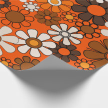 Retro Aniversário 70s Boho Floral Marrom Laranja