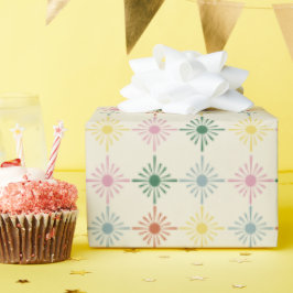 Papel De Presente Retro Bloom Geométrico Impressão Floral Patterado