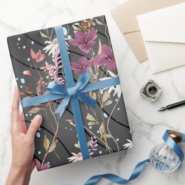 Papel De Presente Retro Boho Elegant Wildflower (Presentear)