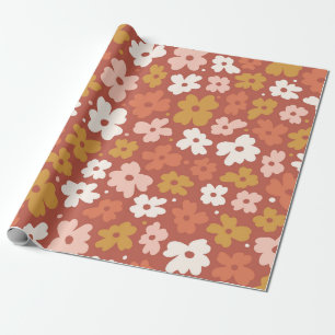 Papel De Presente Retro Boho Floral Delicado