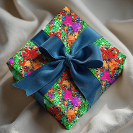 Papel De Presente Retro bonito, férias de arco vermelho, verde