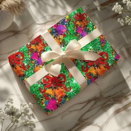 Papel De Presente Retro bonito, férias de arco vermelho, verde