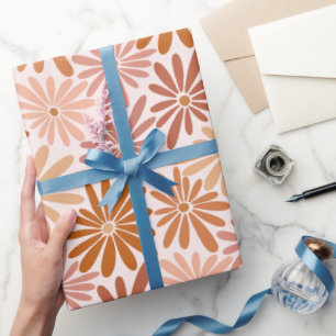 Papel De Presente Retro Brownish Daisy