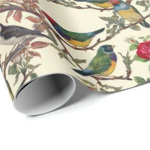 Papel De Presente Retro Chintzy do álbum de recortes dos pássaros 