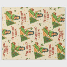 Retro Christmas Pin-Up Wrapping Paper 