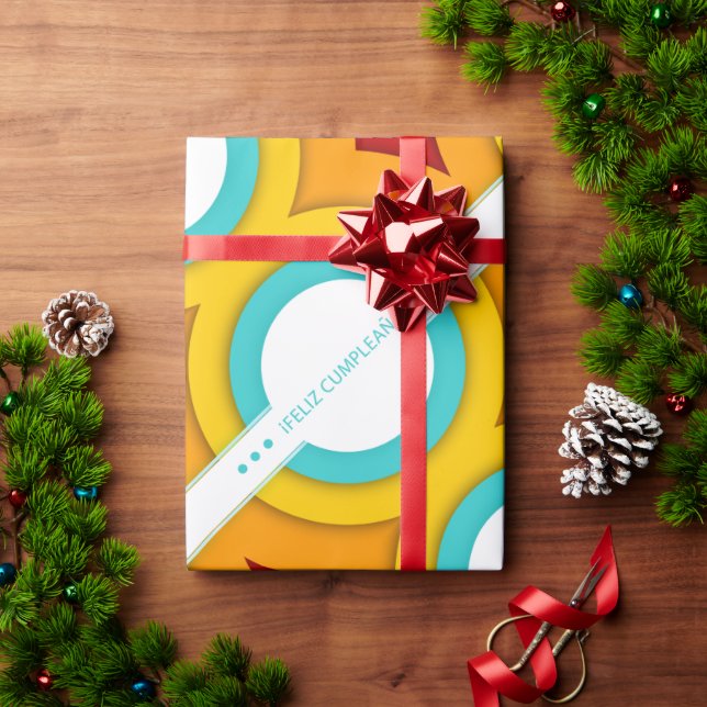 Papel De Presente Retro de cumpleanos Feliz (Presente de Natal)