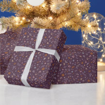 Retro Desenhos de Natal em Roxo Plum Deep