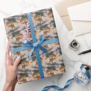 Papel De Presente Retro Esqui natal vintage
