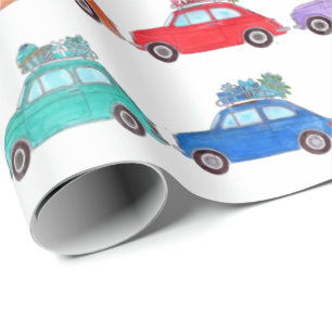 Papel De Presente Retro Fiat 500 com presentes