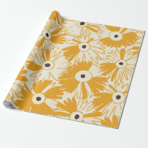 Retro Flor Silvestre Floral em Grande Escala Golde