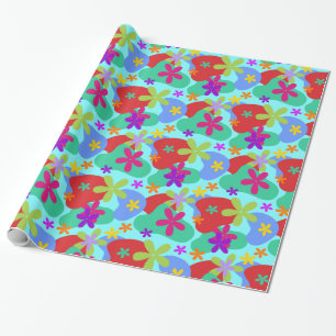 Papel De Presente Retro Flores sem costura
