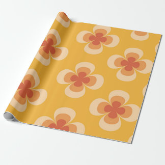 Papel De Presente Retro Geo Anos 70 Groovy Flores em Âmbar