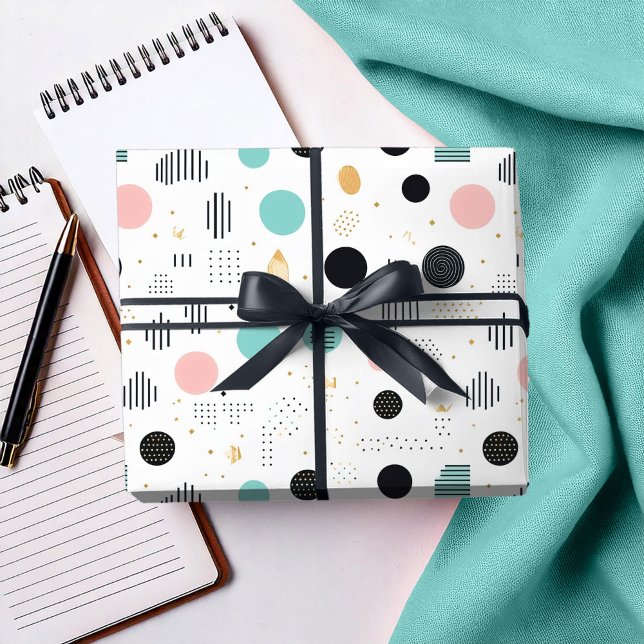 Papel De Presente Retro Geométrico Abstrato Pat#1 Teal Pink ID1067 (Criador carregado)