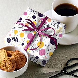 Papel De Presente Retro Geométrico Abstrato Pat#8 Magenta ID1067