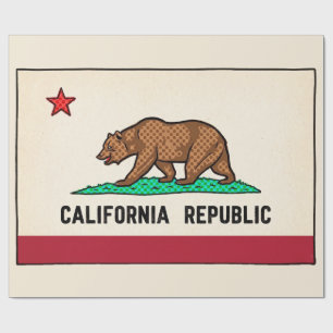 Papel De Presente Retro Golden State Urso República Califórnia
