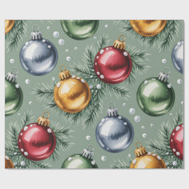 Papel De Presente Retro Green Christmas Wrapping Paper