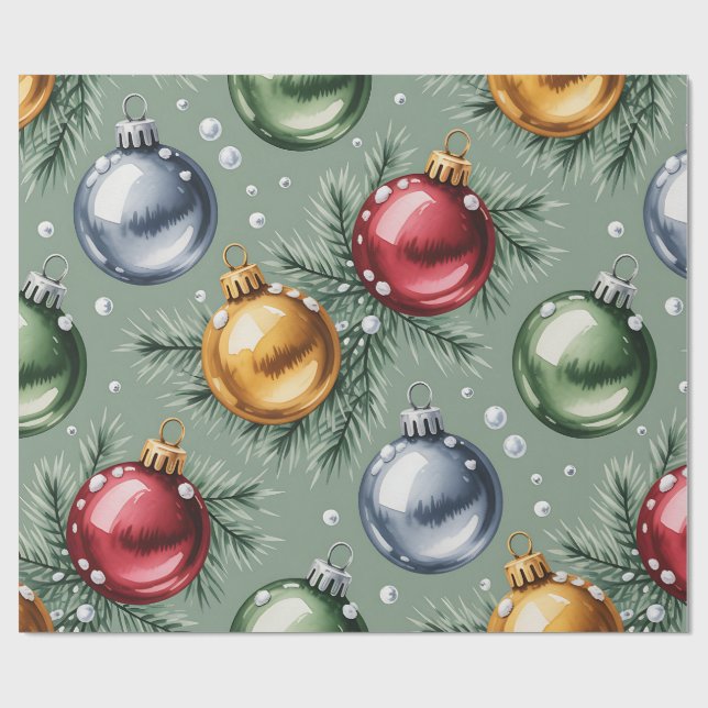 Papel De Presente Retro Green Christmas Wrapping Paper (Aberto)