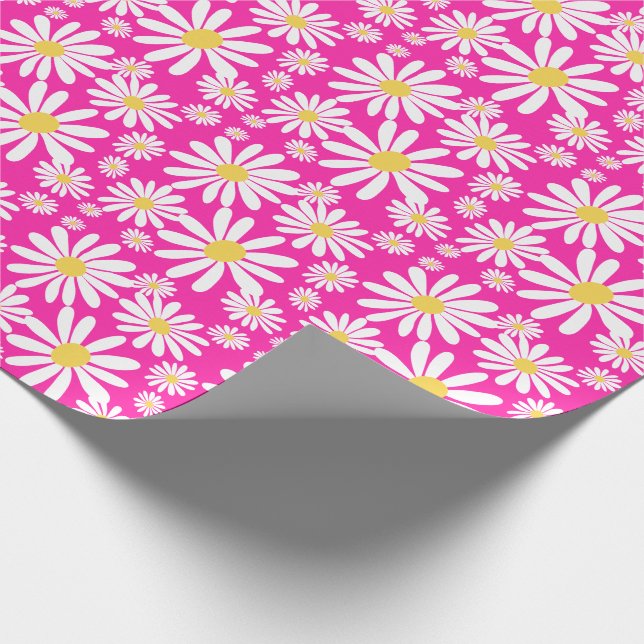 Papel De Presente Retro Groovy Daisies Primavera Daisy Pink (Ponta)