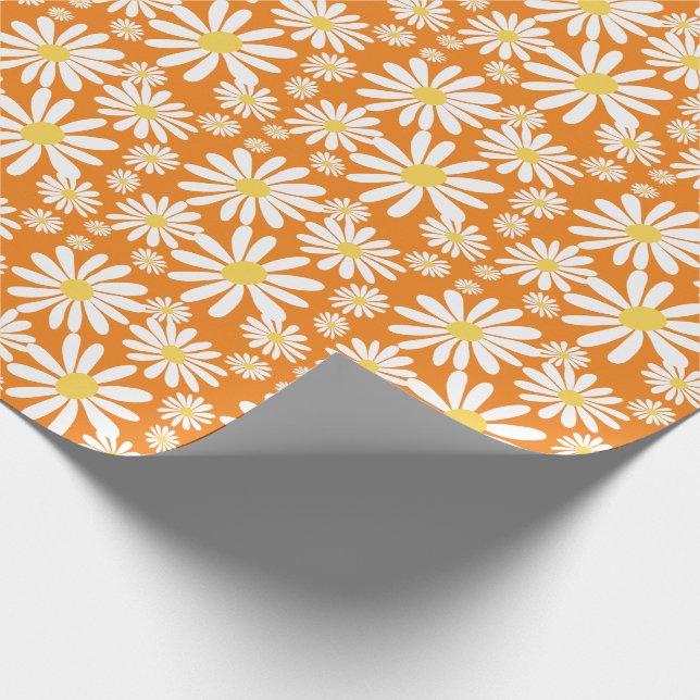Papel De Presente Retro Groovy Daisies Primavera Pattern Orange (Ponta)