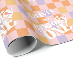 Papel De Presente Retro Groovy Halloween Primeiro Aniversário