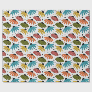 Papel De Presente Retro Halftone Coneflowers