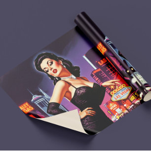 Papel De Presente Retro Las Vegas Pin-up