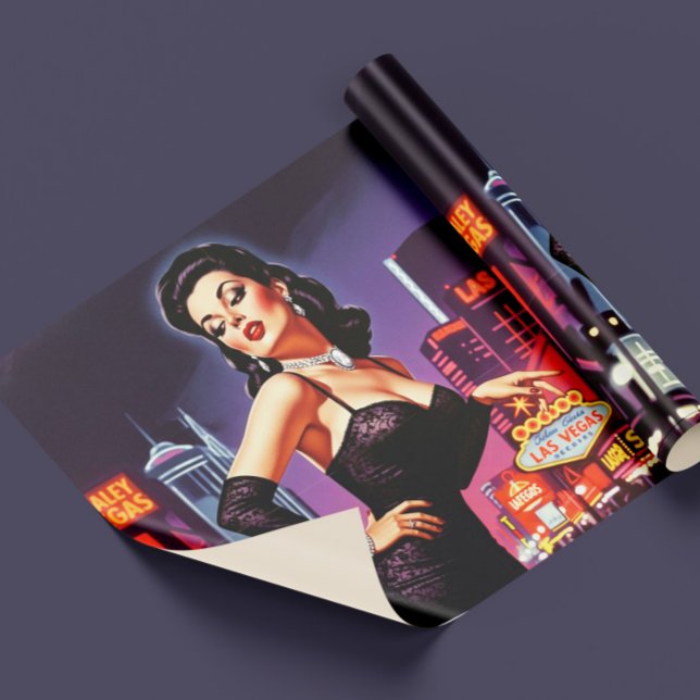 Papel De Presente Retro Las Vegas Pin-up (Criador carregado)