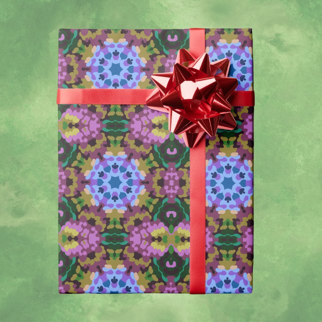Papel De Presente Retro Mandala Blue Purple e Yellow (Criador carregado)