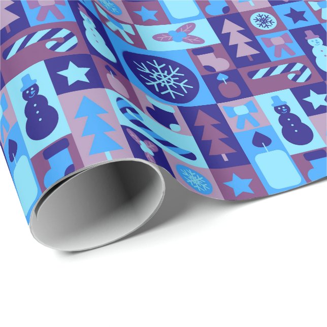Papel De Presente Retro Mistura de Natal Patchwork (Ponta do rolo)