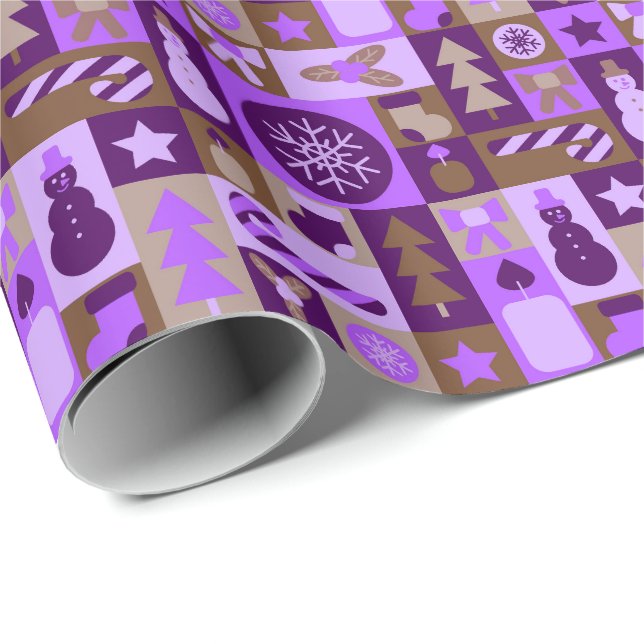Papel De Presente Retro Mistura de Patchwork de Natal (Ponta do rolo)