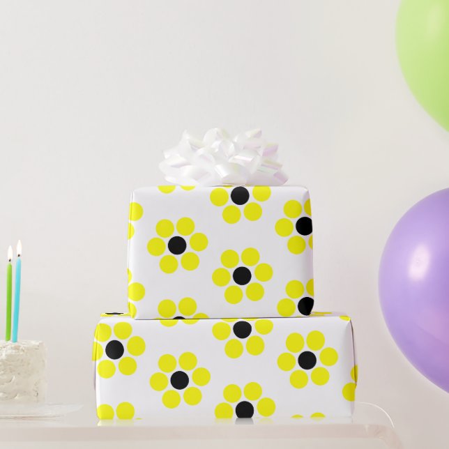 Papel De Presente Retro Moderno Simples Preto e Amarelo (Presentes para festas)
