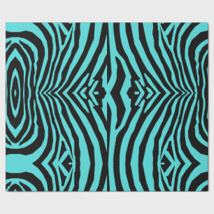 PAPEL DE PRESENTE RETRO PADRÃO DE IMPRESSÃO SELVAGEM AQUA PRETO