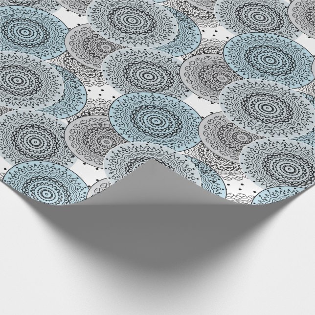 Papel De Presente Retro, padrão retrô, azul e cinza, elegante (Ponta)