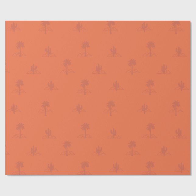 Papel De Presente Retro Palm Springs Cactus in Earthy Colours  (Aberto)