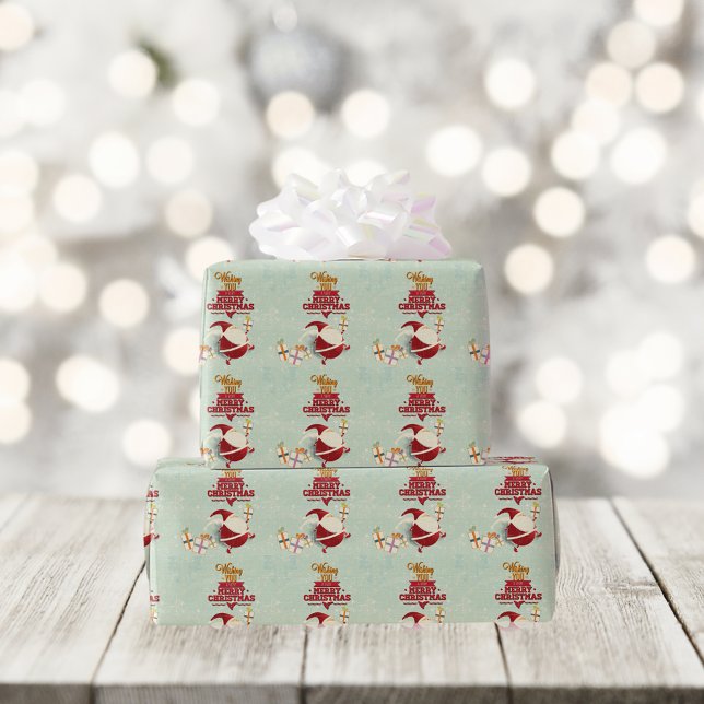 Papel De Presente Retro Papai Noel Cortado Com Presentes (Criador carregado)