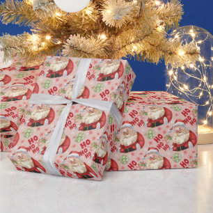 Papel De Presente Retro Papais noeis ho ho ho presente de Natal